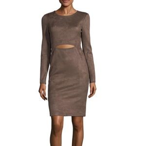 NWT Bcbgmaxazria Whitley Faux Suede Dress in Brown